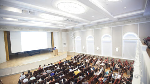 Students attending a lecture.