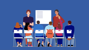 People attending a training