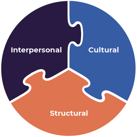 Puzzle that reads Interpersonal, Cultural, and Structural