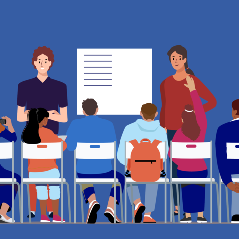 People attending a training